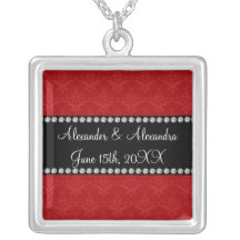 Wedding favors red damask custom jewelry