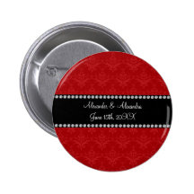 Wedding favors red damask pins