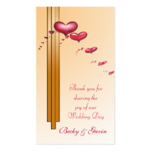 Wedding Favour Gift Tag Art Deco Red Hearts Business Card