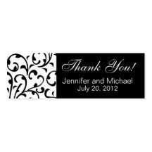 Wedding Favour Tag Black White Damask Business Card Templates