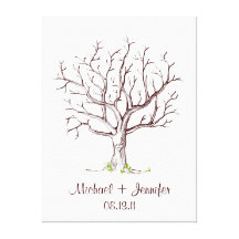 Wedding Fingerprint Tree Guestbook Stretched Canvas Prints