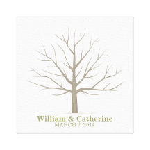 Wedding Fingerprint Tree - Square Canvas Canvas Prints