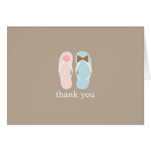 Wedding Flip Flops Folded Thank You Notes Greeting Card