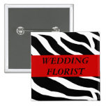 Wedding Florist Zebra Wedding Button