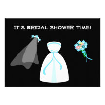 Wedding Gown, Bouquet and Veil Bridal Shower Announcement