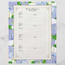 Wedding Guest Book Page Blue Hydrangea Lace Floral Personalised Flyer