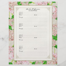 Wedding Guest Book Page Pink Hydrangea Lace Floral Full Color Flyer