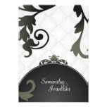 Wedding Invitation - Black & White Damask Floral