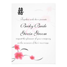 Wedding Invitation Cherry Blossom Double Happiness