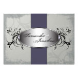 Wedding Invitation Elegant Grey Purple Aged Floral