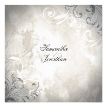 Wedding Invitation Elegant Vintage Foliage & Swirl