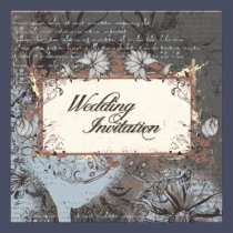 Wedding Invitation Elegant Vintage Sketch Flowers invitations