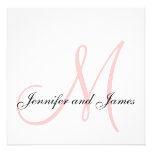Wedding Invitation Monogram Names Pink and White