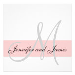 Wedding Invitation Monogram Names Pink and White