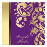Wedding Invitation Purple Gold Shimmer Floral