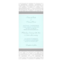 Wedding Invitations Blue Grey White Damask