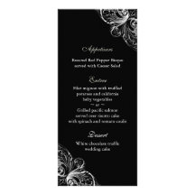 Wedding Menu Cards Elegant Monogram Black White Rack Card Design