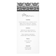 Wedding Menu Damask Personalised Invitation