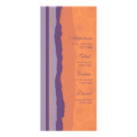 Wedding Menu Orange and Purple Swirls Personalised Rack Card