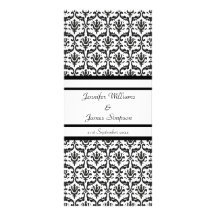 Wedding Menu Template Black and White Damask Personalized Rack Card