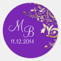 wedding monogram blue elegant sticker
