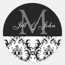 Wedding Monogram Initial Bride Groom Envelope Seal Round Stickers