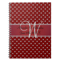 Wedding monogram red diamonds notebooks