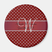Wedding monogram red diamonds refrigerator magnet