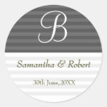 Wedding Monogram Stickers:Green Stripes