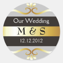 Wedding Monogram Stickers - Grey & Gold stickers