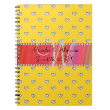 Wedding monogram yellow diamonds hearts note books