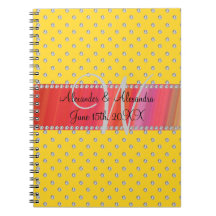 Wedding monogram yellow diamonds journal