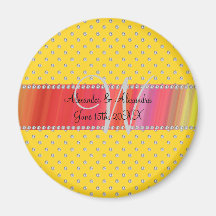 Wedding monogram yellow diamonds refrigerator magnets