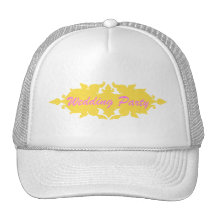 Wedding Party Golden Yellow Vintage Style Banner Hat