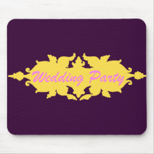 Wedding Party Golden Yellow Vintage Style Banner Mouse Pad