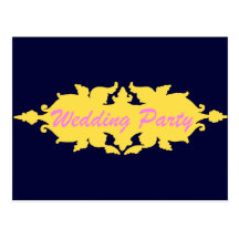 Wedding Party Golden Yellow Vintage Style Banner Post Card