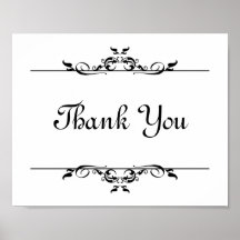 Wedding photo prop sign Thank You elegant scroll Poster