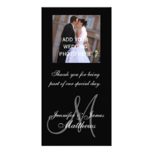 Wedding Photo Thank You Message Monogram Names Picture Card