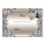 Wedding Place Cards Cream Rose Silver White Business Card Template