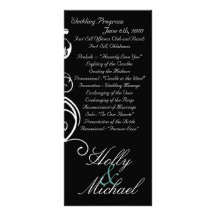 wedding,program,black,white,classy,simple,chic personalized rack card