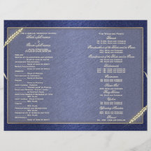 Wedding program blue cream wheat personalised flyer