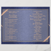 Wedding program blue cream wheat flyer design