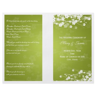 Wedding Program Cherry Blossom Lime Green Personalized Flyer