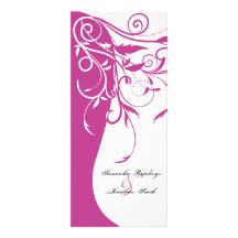 Wedding Program - Fuchsia Pink Contrasting Floral Customised Rack Card