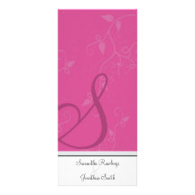 Wedding Program - Monogram Fuchsia Pink Floral Rack Card