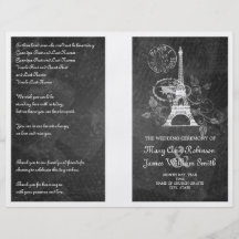 Wedding Program Romantic Paris Black Full Color Flyer