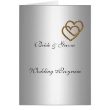 Wedding Program Silver  two Hearts Greeting Cards