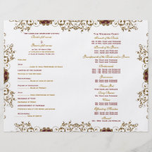 "Wedding program" vintage burgundy gold Personalized Flyer