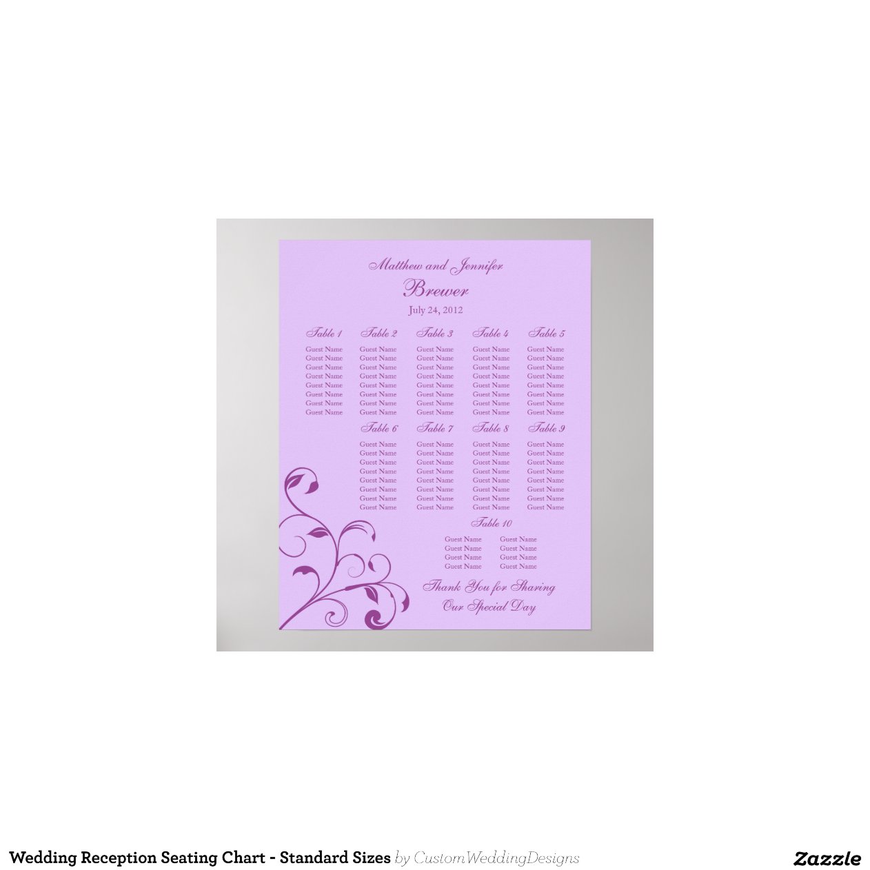 wedding reception seating chart standard sizes zazzle wedding seating chart zazzle