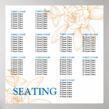 Wedding Reception Seating Chart Template Posters